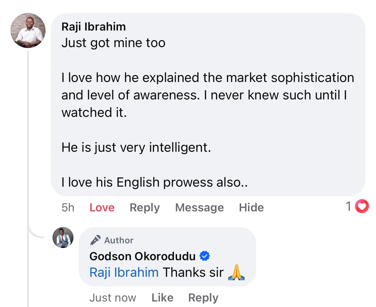 Customer testimonial screenshot
