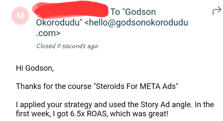 Customer testimonial screenshot
