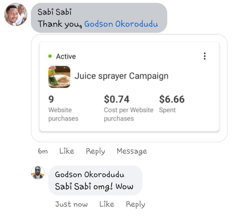 Customer testimonial screenshot