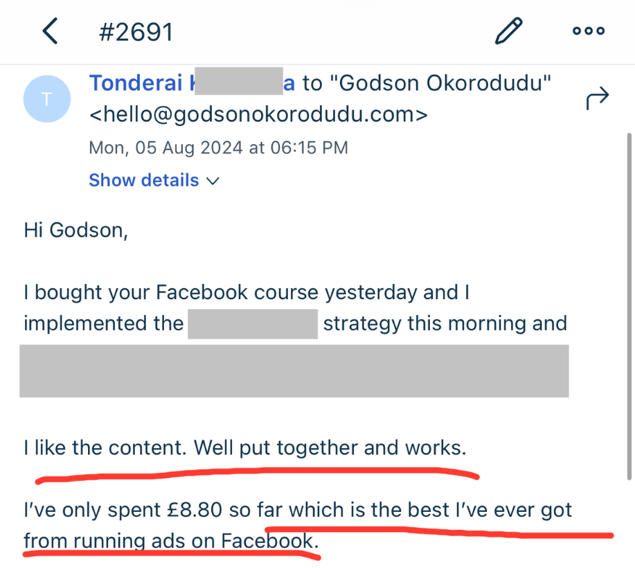 Customer testimonial screenshot