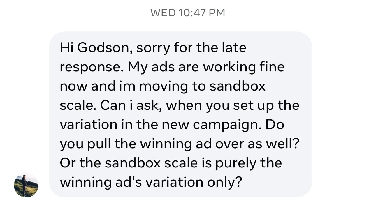 Customer testimonial screenshot