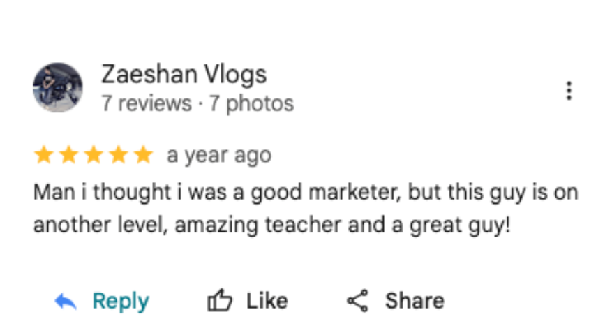 Customer testimonial screenshot