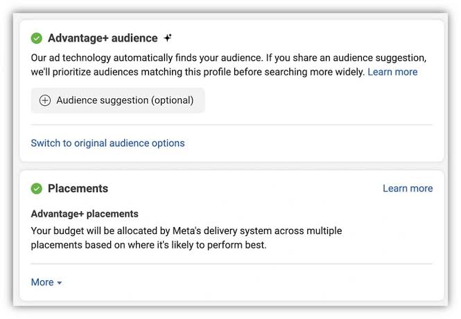 Meta Ads Manager Advantage+ Audience Update