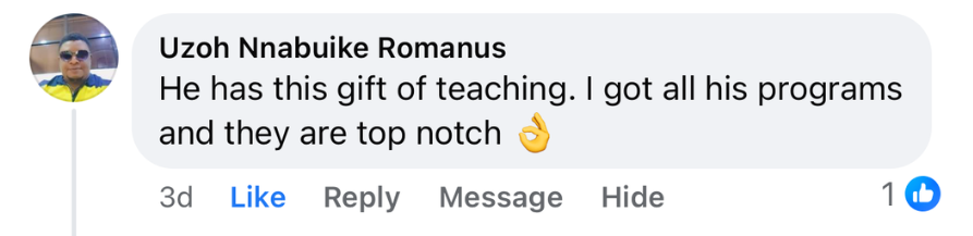 Customer testimonial screenshot