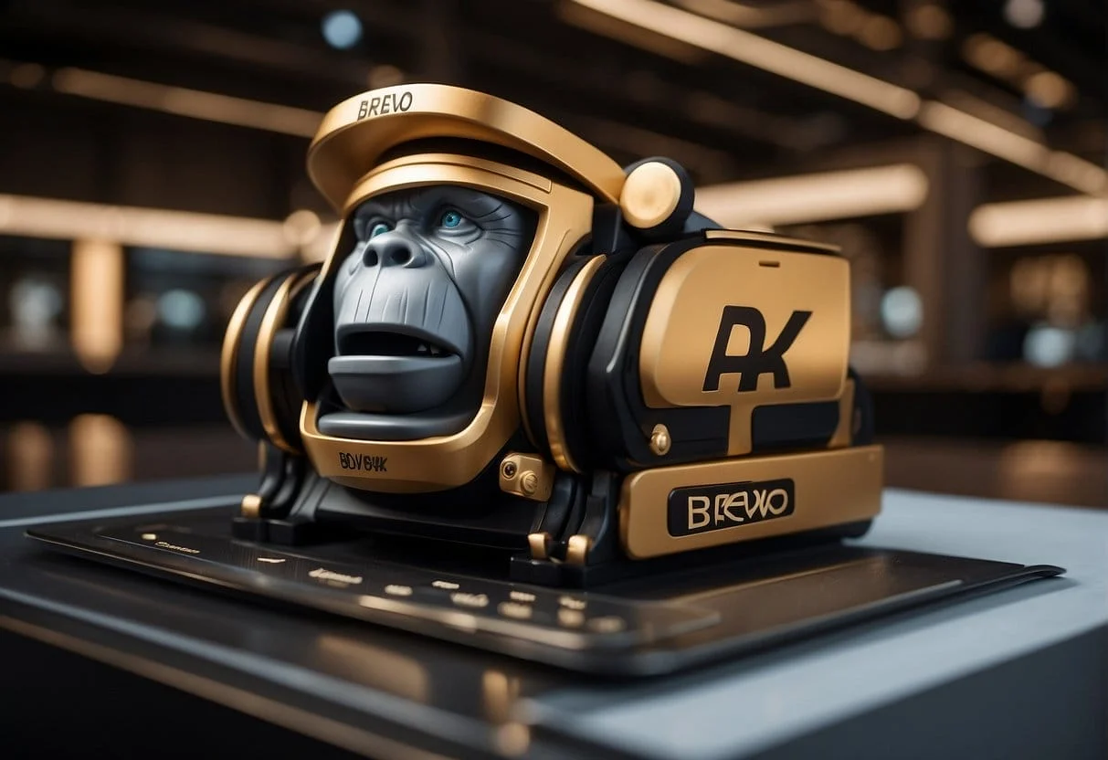 Brevo logo confronts Mailchimp logo in a digital arena