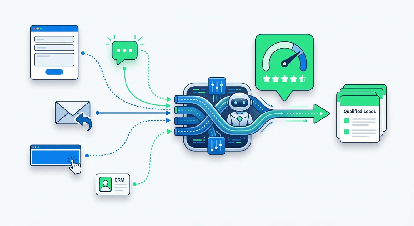 Visual representation of dynamic AI forms and lead routing